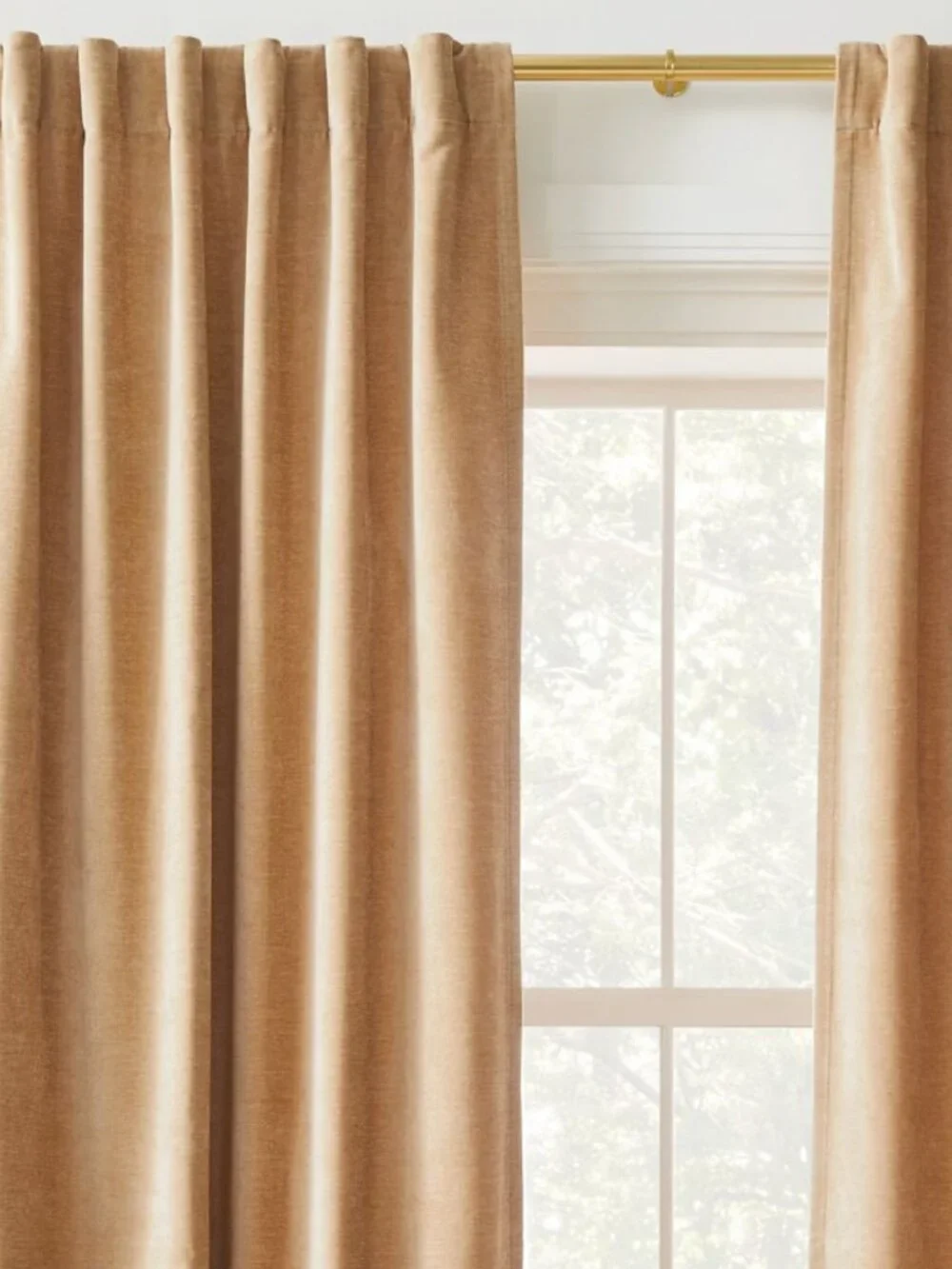 West Elm 100% Cotton Set of 2 Curtains Beige 48x84 Luxe Plush Velvet Neutral
